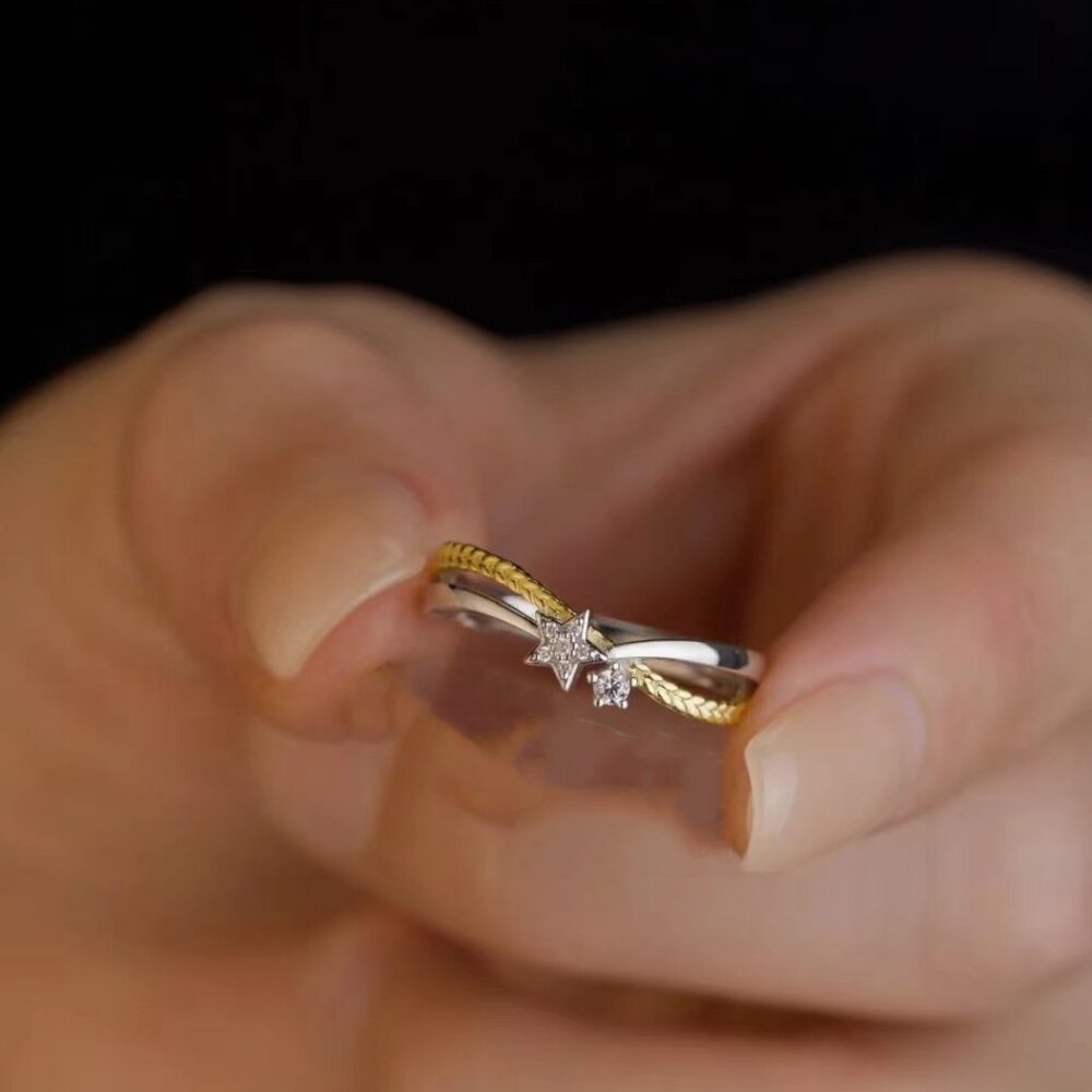 Couple’s Adjustable Star Pattern Rings Matching M… - image 2